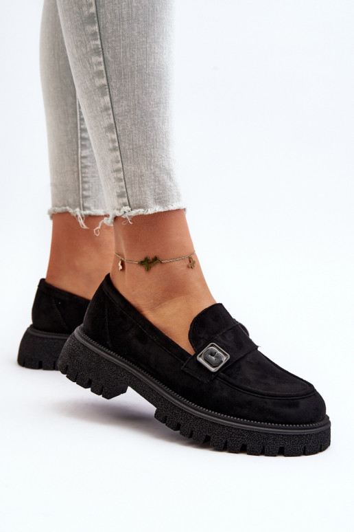 mocassini da donna con cinturini colore nero Flanila