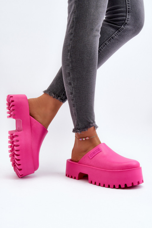Pantofole da donna con suola massiccia alla moda Big Star NN274019 colore rosa