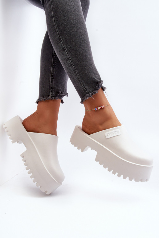 Pantofole con suola massiccia alla moda Big Star NN274015 colore bianco