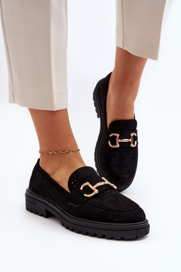 mocassini da donna traforati con ornamenti in Talesse nero