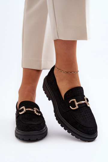 mocassini da donna traforati con ornamenti in Talesse nero 2