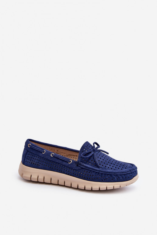 Mocassini da donna con nastri in Reece blu scuro