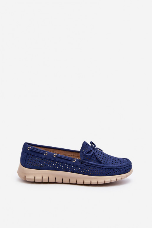 Mocassini da donna con nastri in Reece blu scuro