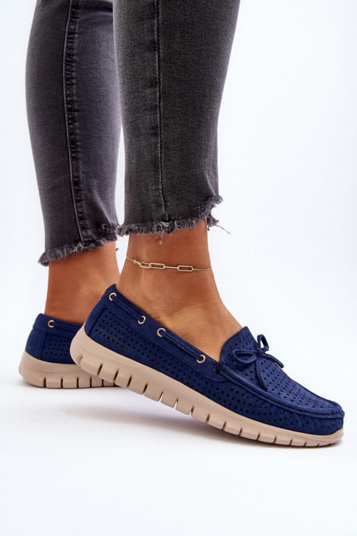 Mocassini da donna con nastri in Reece blu scuro
