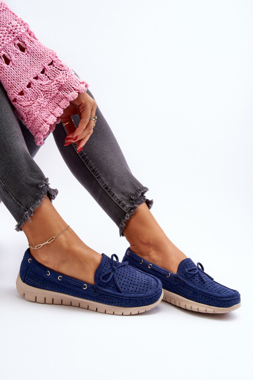 Mocassini da donna con nastri in Reece blu scuro