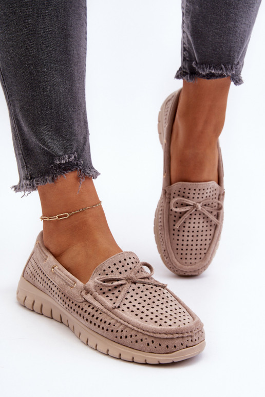 Mocassini da donna con nastri in Reece beige