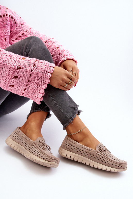 Mocassini da donna con nastri in Reece beige