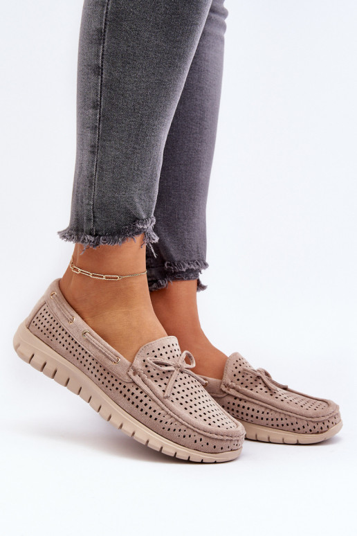 Mocassini da donna con nastri in Reece beige