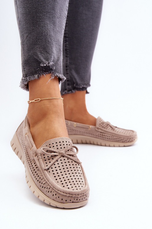 Mocassini da donna con nastri in Reece beige