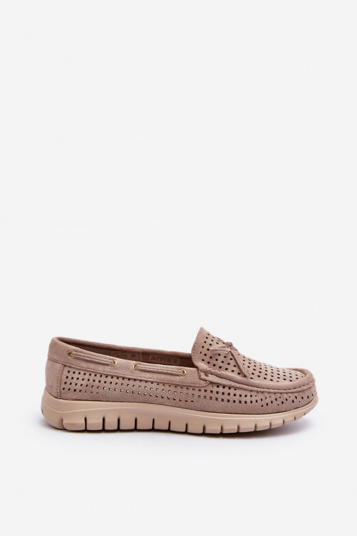 Mocassini da donna con nastri in Reece beige
