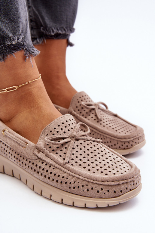 Mocassini da donna con nastri in Reece beige Mocassini da donna con nastri in Reece beige