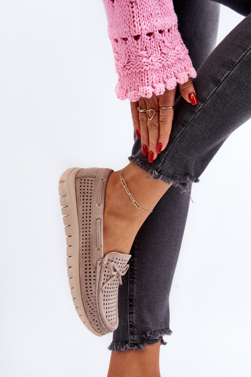 Mocassini da donna con nastri in Reece beige Mocassini da donna con nastri in Reece beige