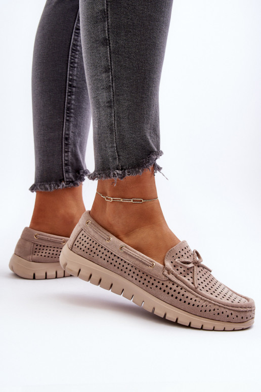 Mocassini da donna con nastri in Reece beige