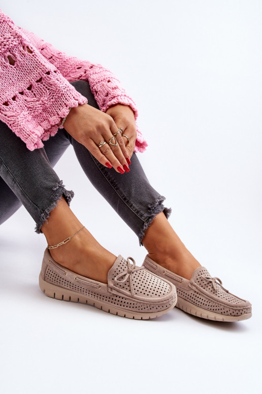Mocassini da donna con nastri in Reece beige