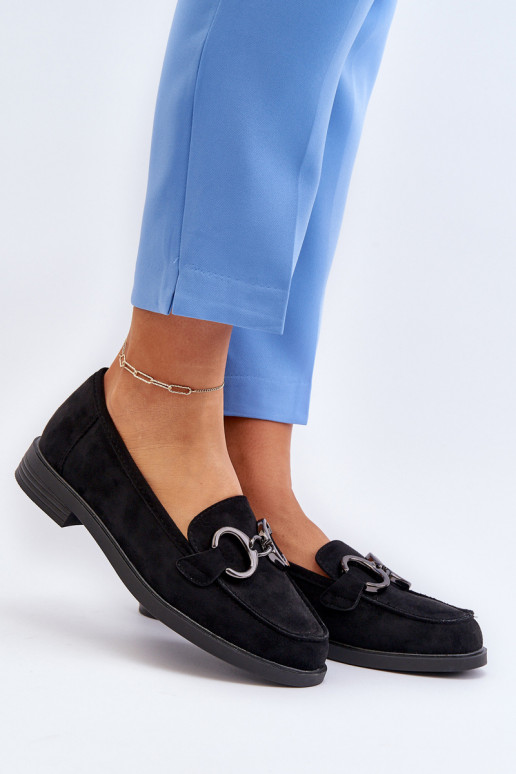 Eleganti mocassini in pelle scamosciata con ornamenti in Echonesa nera