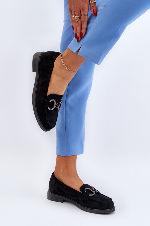 Eleganti mocassini in pelle scamosciata con ornamenti in Echonesa nera