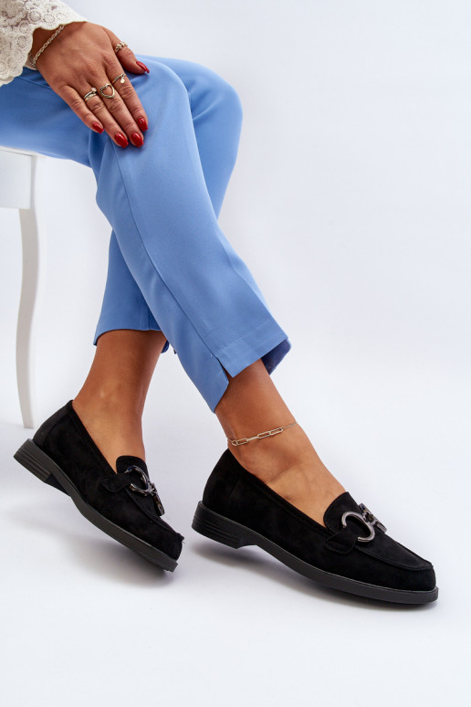 Eleganti mocassini in pelle scamosciata con ornamenti in Echonesa nera