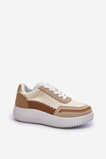 Scarpe modello sneakers con plateau color beige Redala
