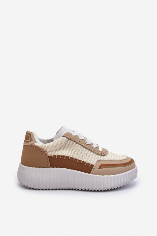 Scarpe modello sneakers con plateau color beige Redala