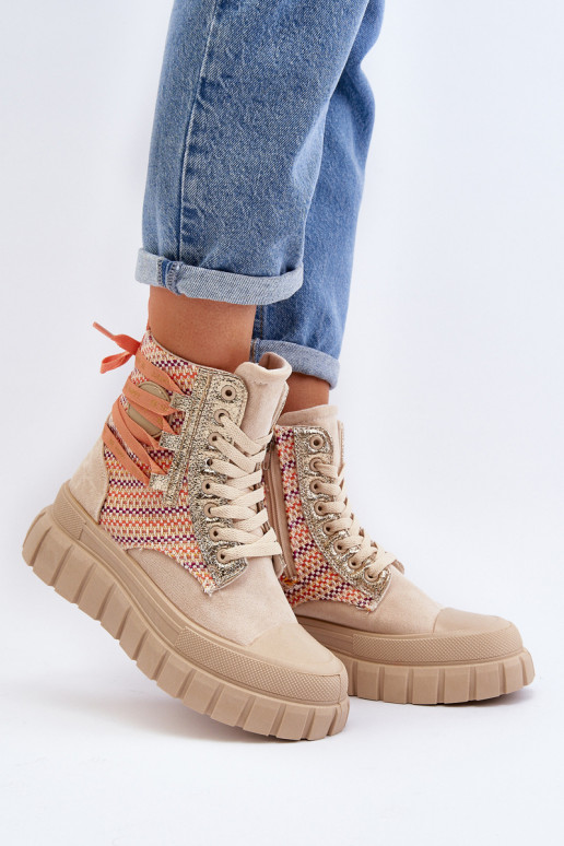 Scarpe per il tempo libero con plateau in colore beige Kernia