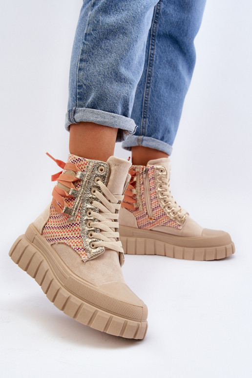 Scarpe per il tempo libero con plateau in colore beige Kernia