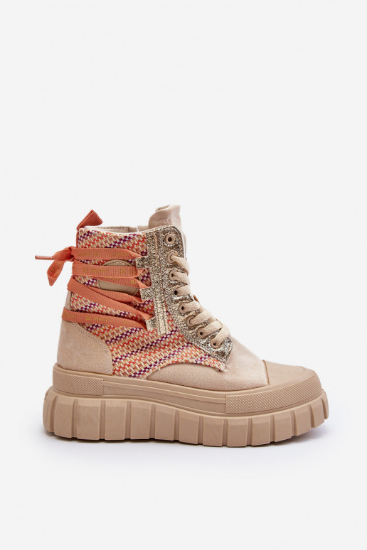 Scarpe per il tempo libero con plateau in colore beige Kernia