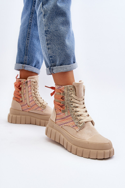 Scarpe per il tempo libero con plateau in colore beige Kernia