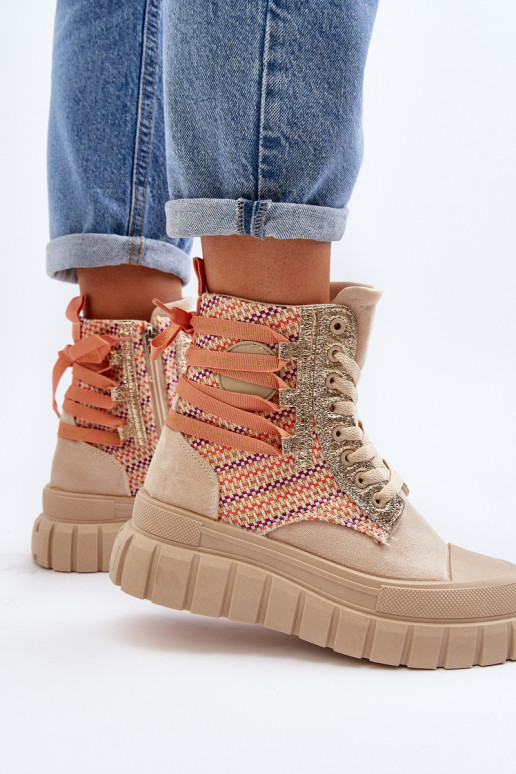 Scarpe per il tempo libero con plateau in colore beige Kernia