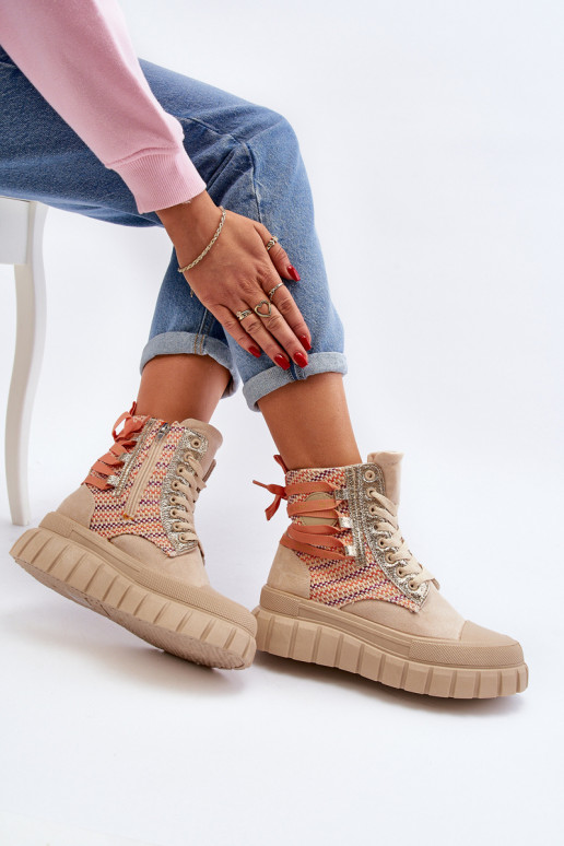 Scarpe per il tempo libero con plateau in colore beige Kernia