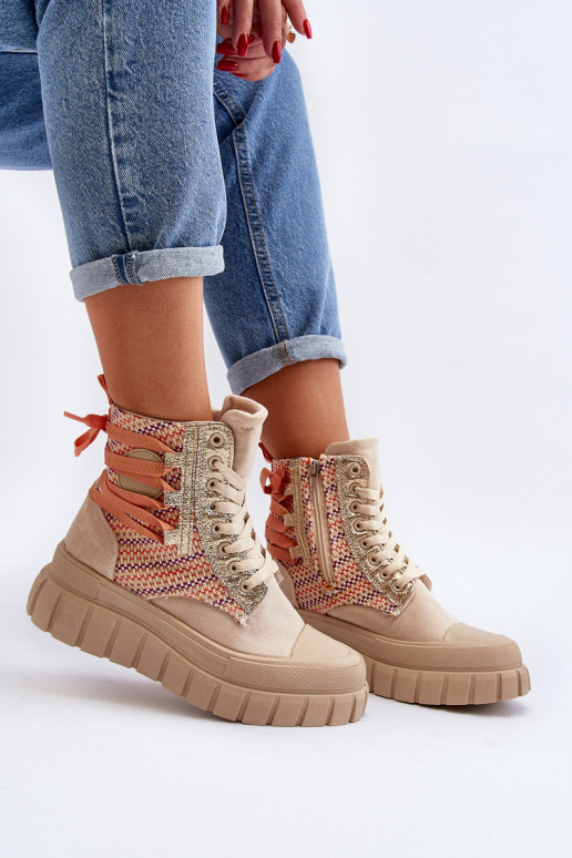 Scarpe per il tempo libero con plateau in colore beige Kernia