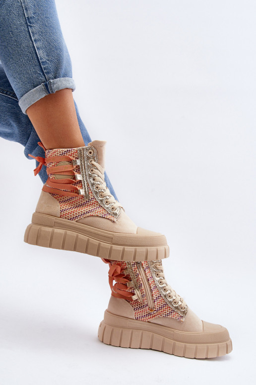 Scarpe per il tempo libero con plateau in colore beige Kernia