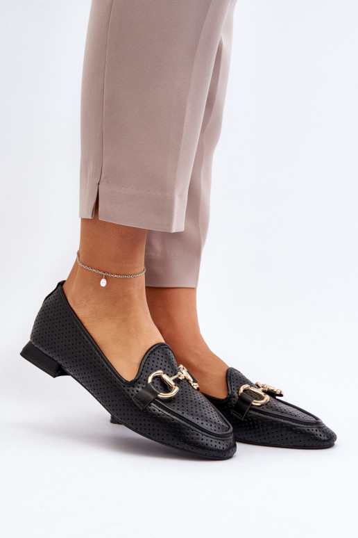 mocassini da donna con tacco largo con ornamenti in Iluvana nera mocassini da donna con tacco largo con ornamenti in Iluvana nera