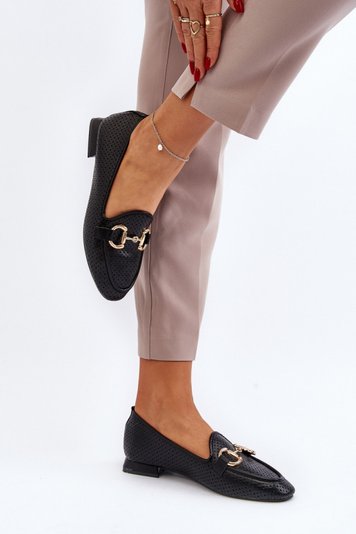 mocassini da donna con tacco largo con ornamenti in Iluvana nera mocassini da donna con tacco largo con ornamenti in Iluvana nera