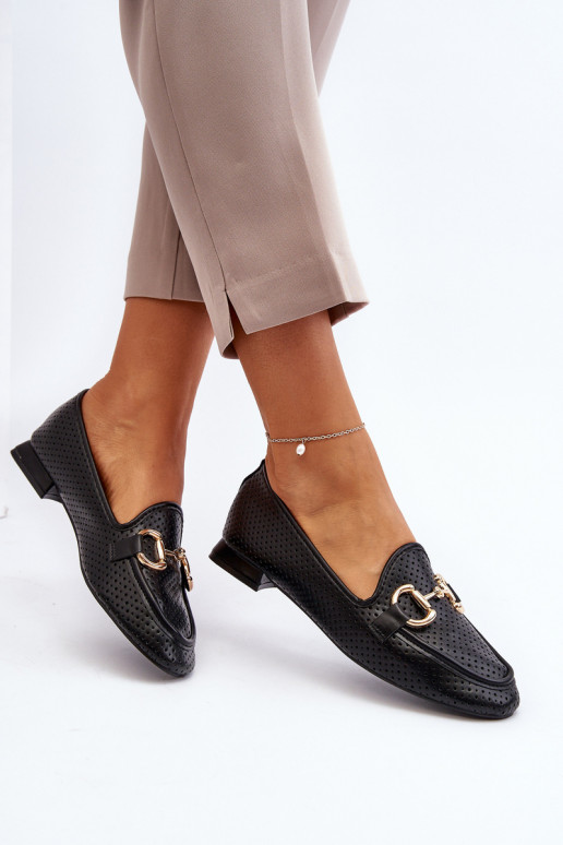 mocassini da donna con tacco largo con ornamenti in Iluvana nera mocassini da donna con tacco largo con ornamenti in Iluvana nera