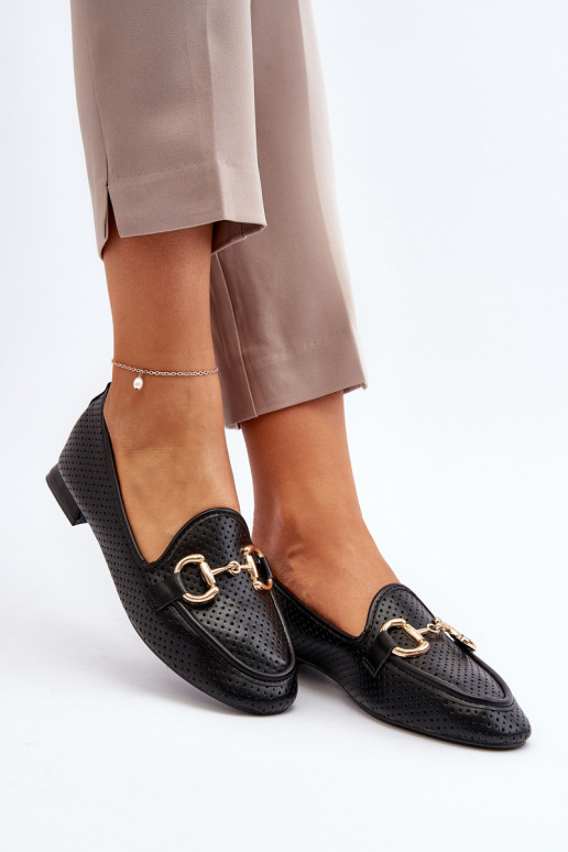 mocassini da donna con tacco largo con ornamenti in Iluvana nera mocassini da donna con tacco largo con ornamenti in Iluvana nera