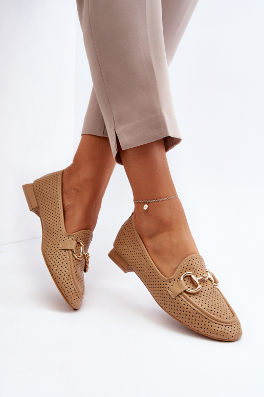 mocassini da donna con tacco largo con ornamenti in Iluvana marrone mocassini da donna con tacco largo con ornamenti in Iluvana marrone