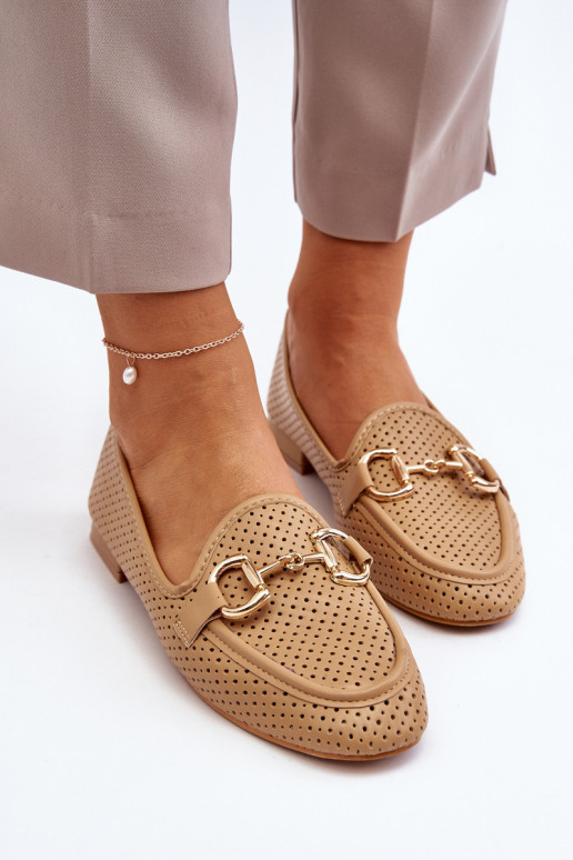 mocassini da donna con tacco largo con ornamenti in Iluvana marrone mocassini da donna con tacco largo con ornamenti in Iluvana marrone