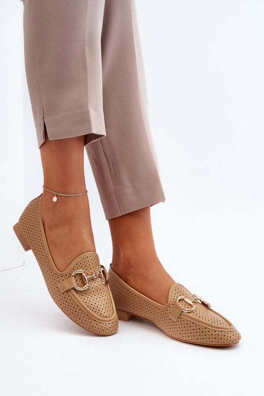 mocassini da donna con tacco largo con ornamenti in Iluvana marrone mocassini da donna con tacco largo con ornamenti in Iluvana marrone