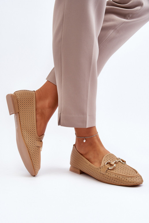 mocassini da donna con tacco largo con ornamenti in Iluvana marrone mocassini da donna con tacco largo con ornamenti in Iluvana marrone