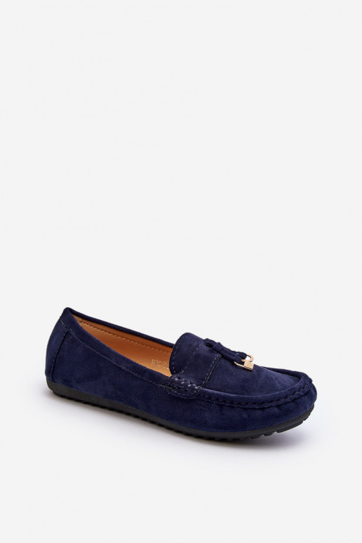 realizzato in pelle scamosciata Modello classico Mocassini colore blu scuro Ontala