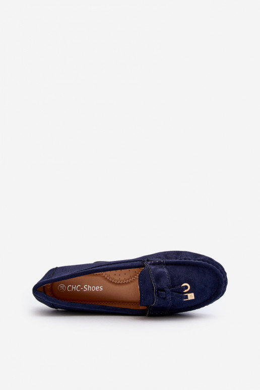 realizzato in pelle scamosciata Modello classico Mocassini colore blu scuro Ontala