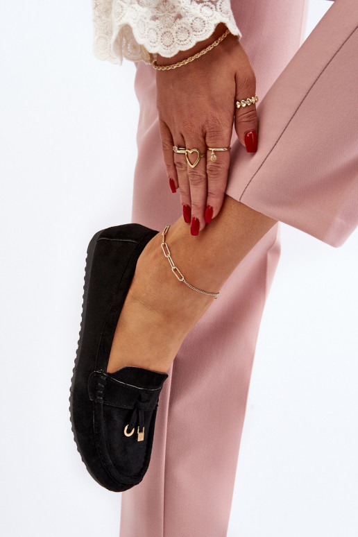 realizzato in pelle scamosciata Modello classico Mocassini colore nero Ontala