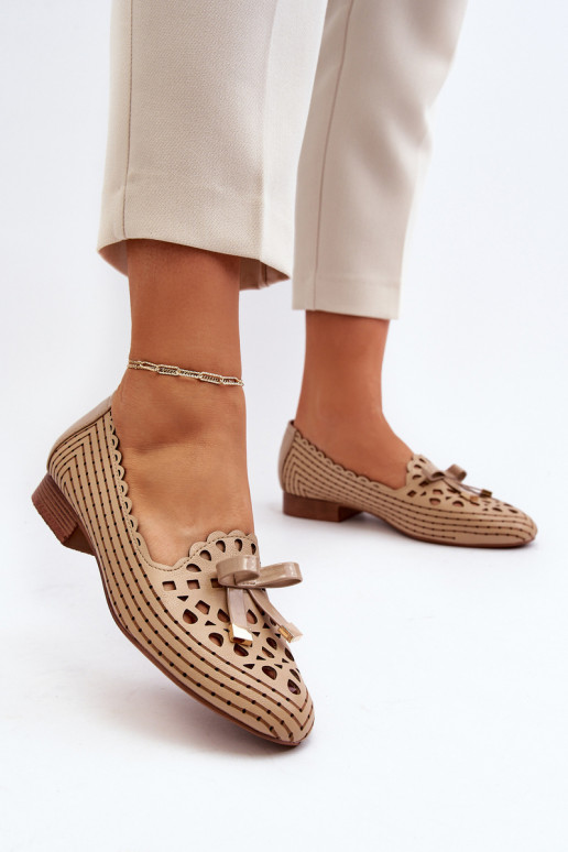 Ballerine traforate con nastri beige Instabile