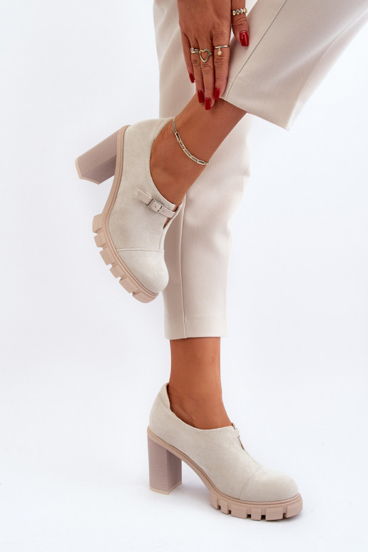 stivali con tacco colore avorio Tauina