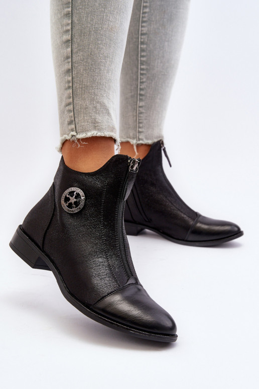 Stivali con tacco largo con cerniere in Loratie nero