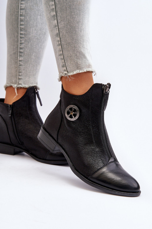 Stivali con tacco largo con cerniere in Loratie nero