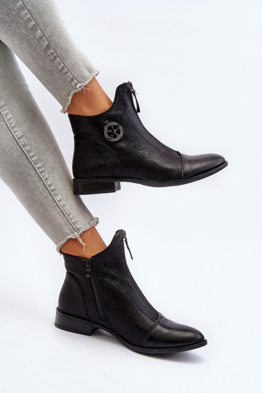 Stivali con tacco largo con cerniere in Loratie nero