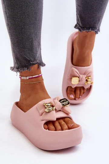 Ciabatte leggere Ciabatte da donna con nastri in rosa Salessa 2