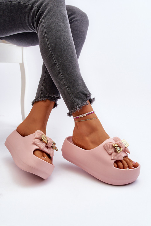 Ciabatte leggere Ciabatte da donna con nastri in rosa Salessa