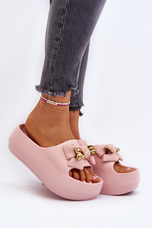 Ciabatte leggere Ciabatte da donna con nastri in rosa Salessa